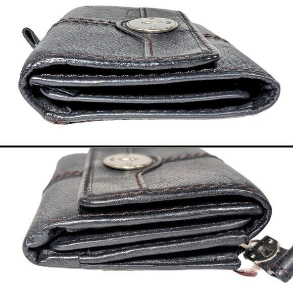 SOLD Fossil Black Pebbled Leather Maddox Tri Fold Folding Wallet 5.5" x 3.5" - Picture 3 of 11